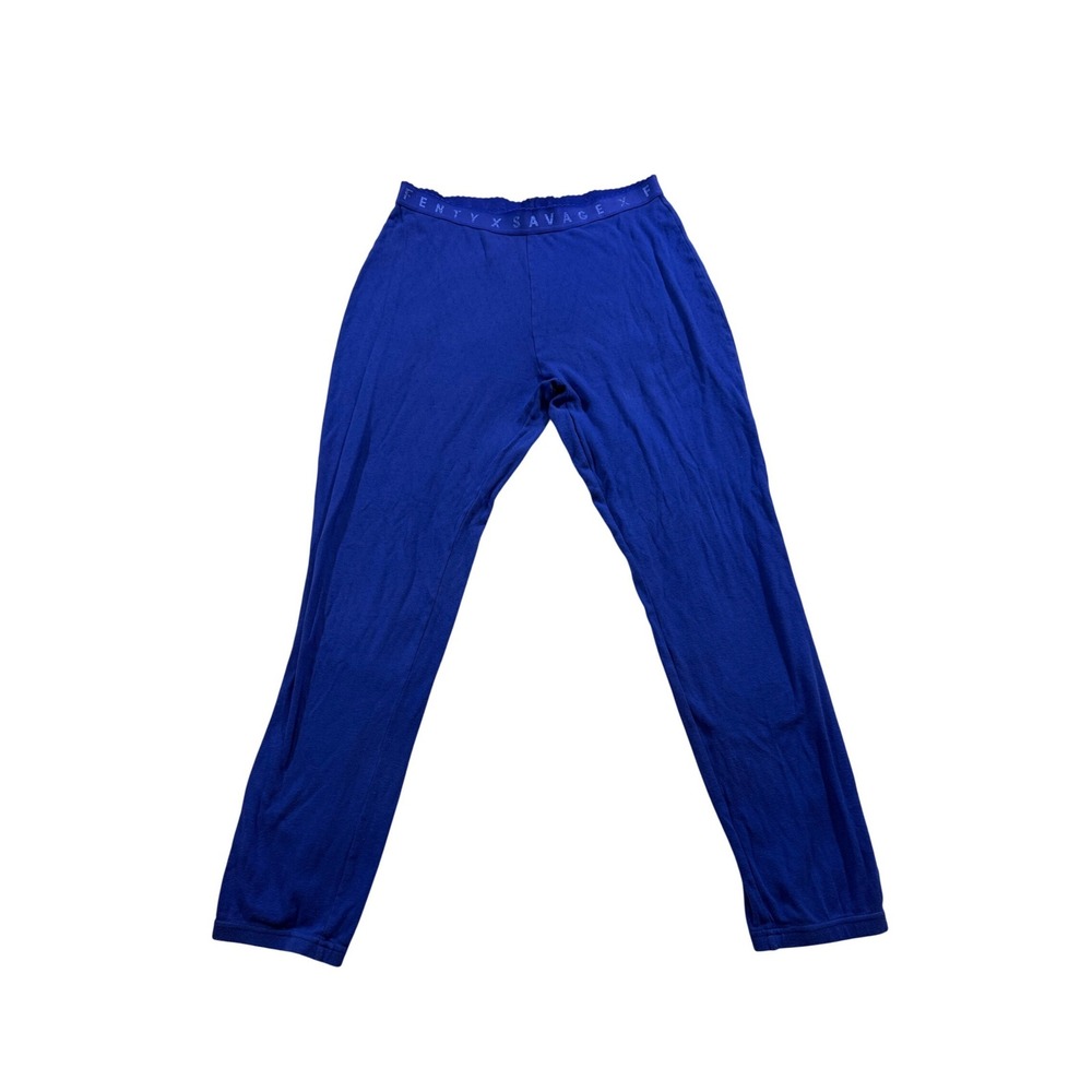 Savage X Fenty Loungewear Pants Large Blue Pointelle Cotton Sleep Leggings Cozy